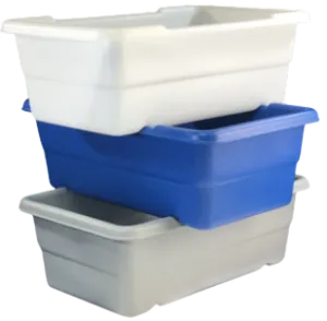 Shirley K's HMW-HDPE totes for frozen and cold food handling
