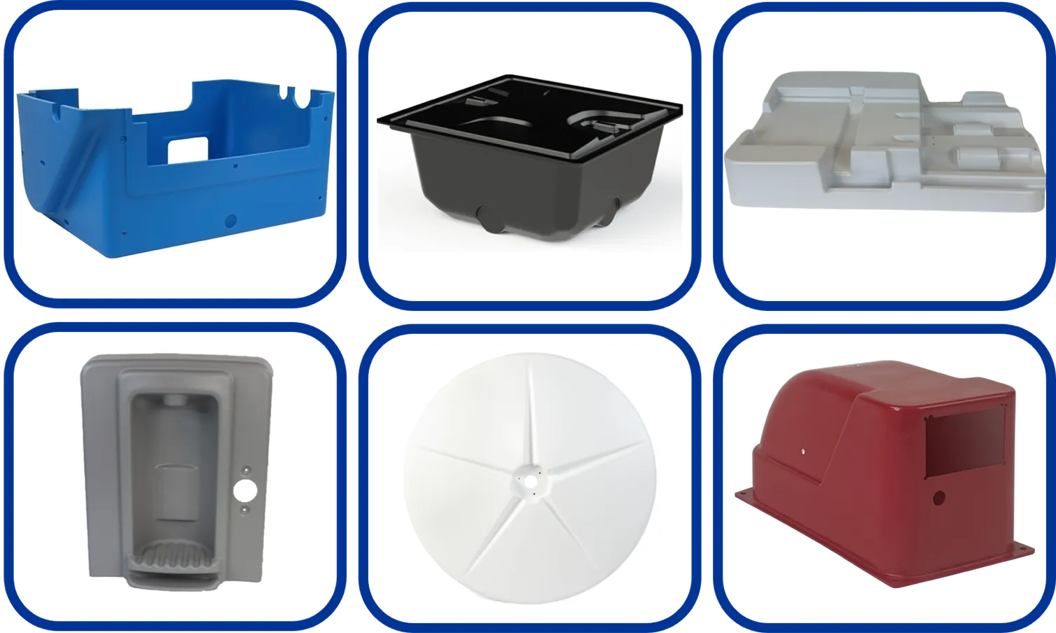 Custom thermoformed plastic parts manufactured by Shirley K's