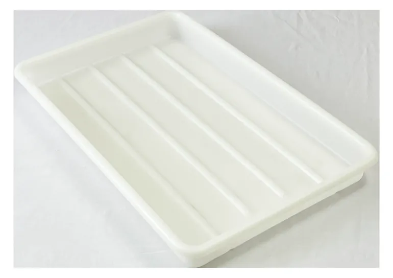 Shirley K's HMW-HDPE plastic meat tray, SKU 220, for food processing