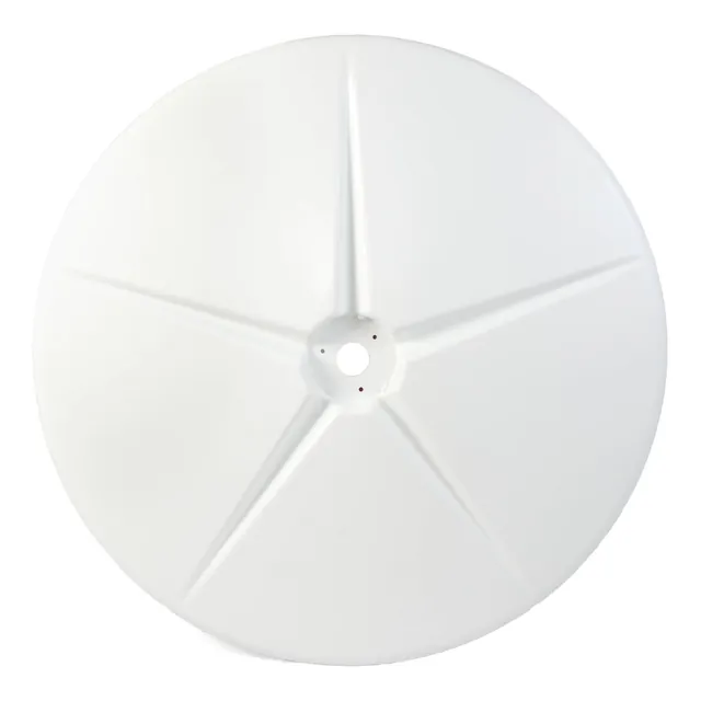 White round thermoformed cover by Shirley K's with formed ribs and a center hole