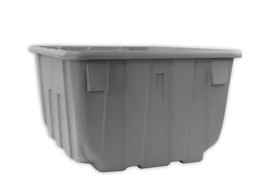 Gray Shirley K's heavy-duty plastic material handling tote
