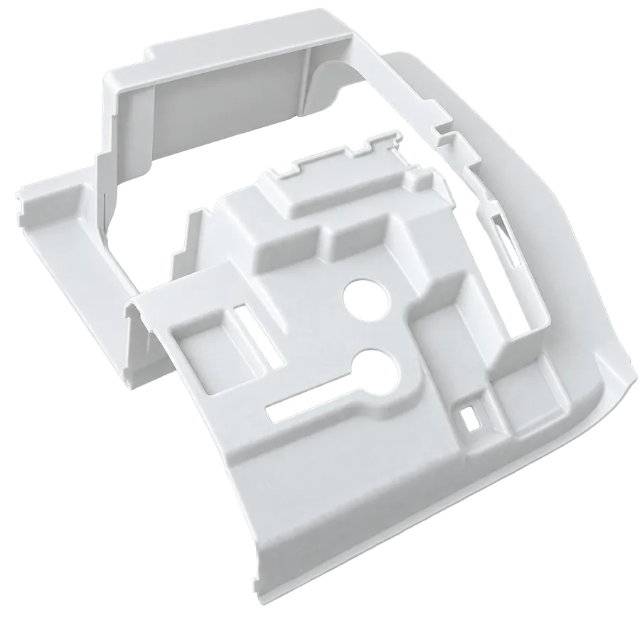 White custom thermoformed structural component made by Shirley K's