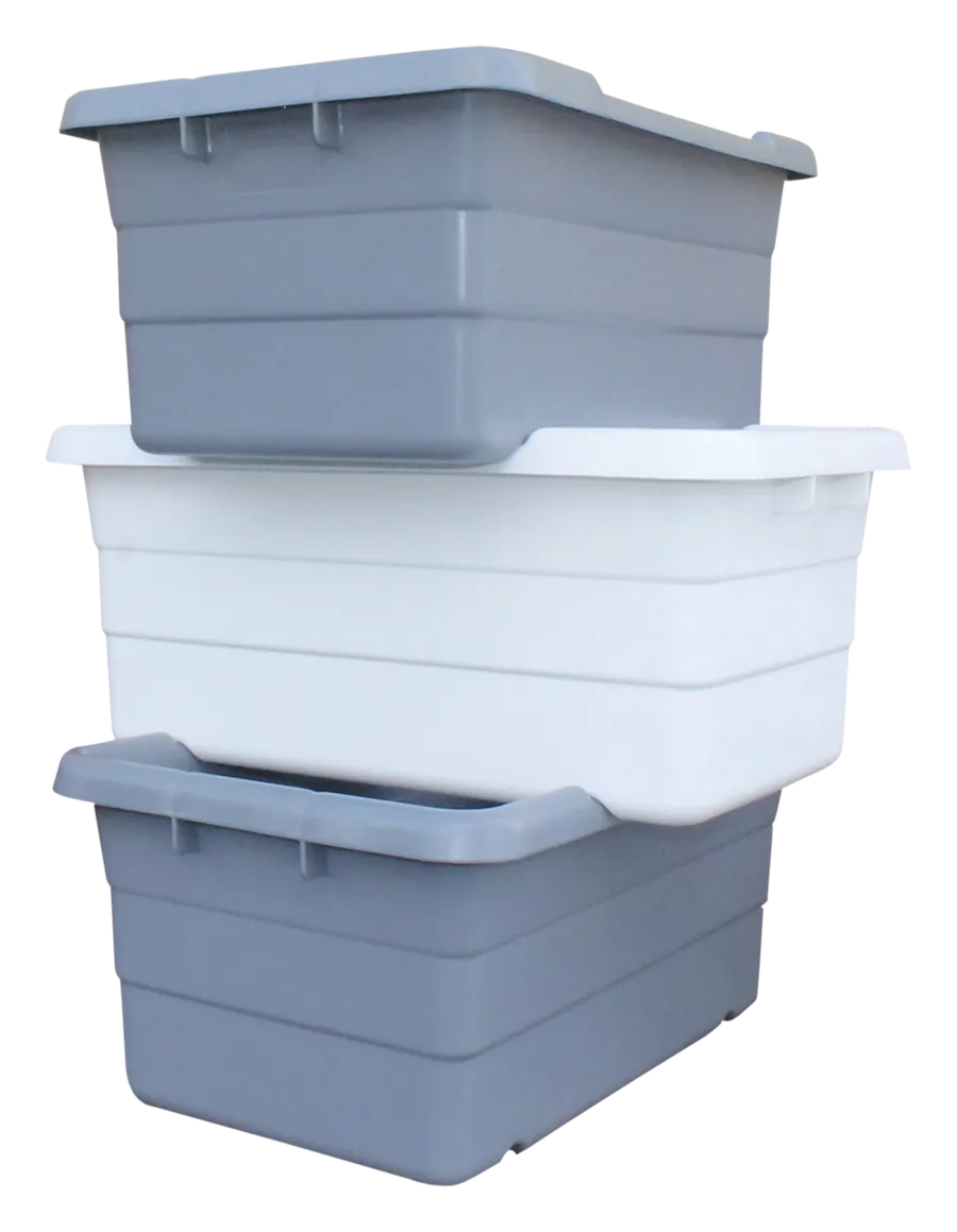Shirley K's heavy duty HMW-HDPE lugs, SKU 318, stacked