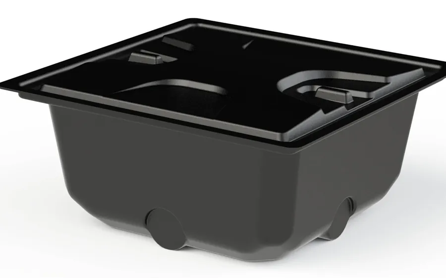 Black heavy-gauge thermoformed tub made by Shirley K's