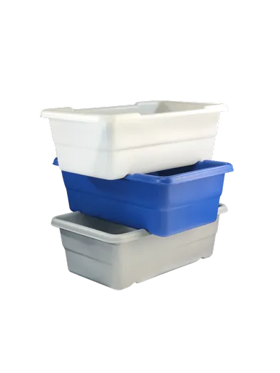 Shirley K's reusable HMW-HDPE cross-stack material handling tote